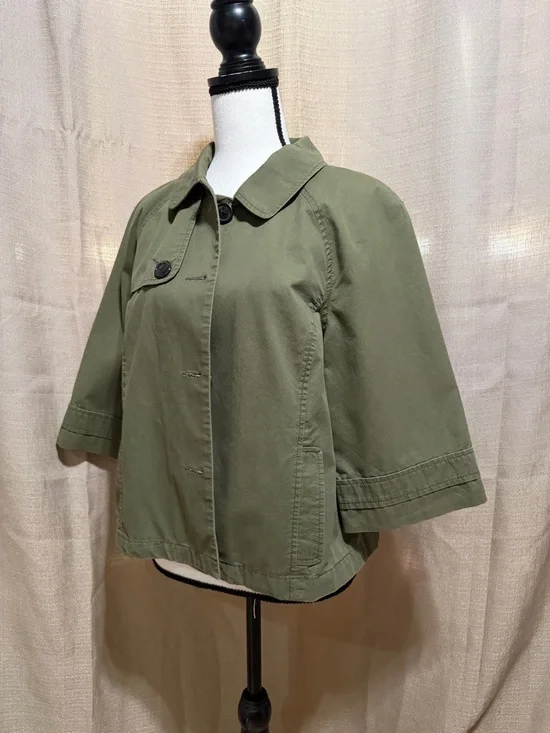 Vince Olive Green Short Utility Jacket Sz 2 - Picture 2 of 4